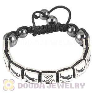 Handmade London 2012 Olympics Beach Volleyball Square Alloy Bracelets With Hematite