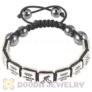 Handmade London 2012 Olympics Cycling BMX Square Alloy Bracelets With Hematite