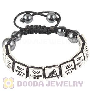 Handmade London 2012 Olympics Canoe Sprint Square Alloy Bracelets With Hematite