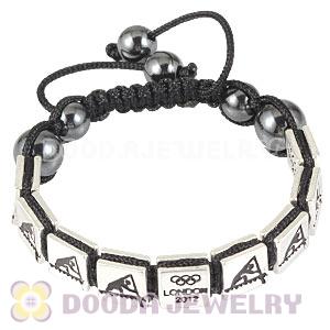Handmade London 2012 Olympics Canoe Sprint Square Alloy Bracelets With Hematite