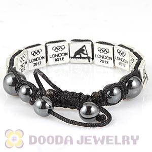 Handmade London 2012 Olympics Canoe Sprint Square Alloy Bracelets With Hematite
