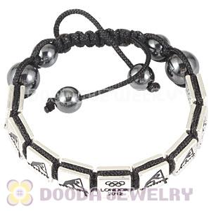Handmade London 2012 Olympics Canoe Sprint Square Alloy Bracelets With Hematite