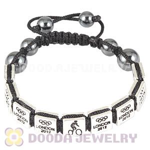 Handmade London 2012 Olympics Cycling Mountain Bike Square Alloy Bracelets With Hematite