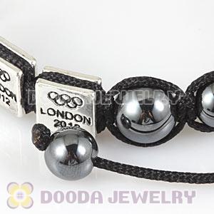 Handmade London 2012 Olympics Football Square Alloy Bracelets With Hematite