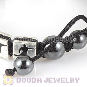 Handmade London 2012 Olympics Football Square Alloy Bracelets With Hematite
