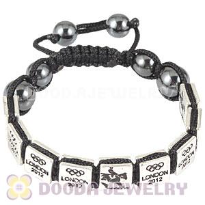 Handmade London 2012 Olympics Equestrian Eventing Square Alloy Bracelets With Hematite