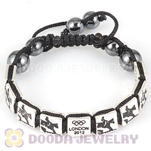 Handmade London 2012 Olympics Equestrian Eventing Square Alloy Bracelets With Hematite