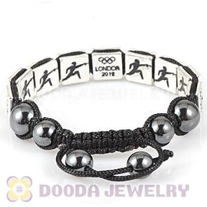 Handmade London 2012 Olympics Fencing Square Alloy Bracelets With Hematite