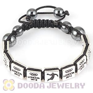 Handmade London 2012 Olympics Handball Square Alloy Bracelets With Hematite