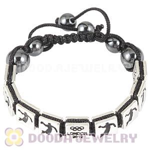 Handmade London 2012 Olympics Handball Square Alloy Bracelets With Hematite