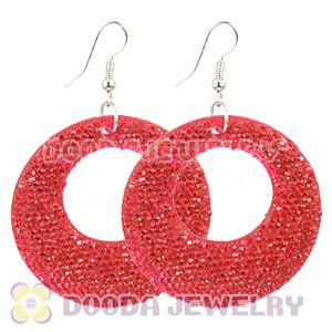 Basketball Wives Pink Crystal Circle Bamboo Hoop Earrings Cheap