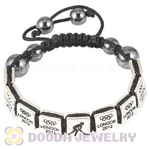 Handmade London 2012 Olympics Hockey Square Alloy Bracelets With Hematite