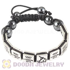 Handmade London 2012 Olympics Judo Square Alloy Bracelets With Hematite