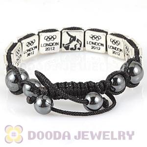 Handmade London 2012 Olympics Judo Square Alloy Bracelets With Hematite