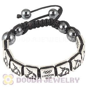 Handmade London 2012 Olympics Judo Square Alloy Bracelets With Hematite