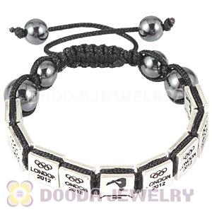 Handmade London 2012 Olympics Gymnastics Trampoline Square Alloy Bracelets With Hematite