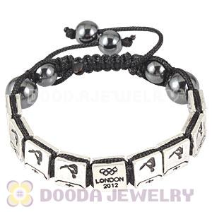Handmade London 2012 Olympics Gymnastics Trampoline Square Alloy Bracelets With Hematite