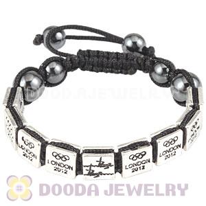 Handmade London 2012 Olympics Synchronised Swimming Square Alloy Bracelets With Hematite