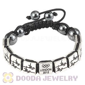 Handmade London 2012 Olympics Synchronised Swimming Square Alloy Bracelets With Hematite