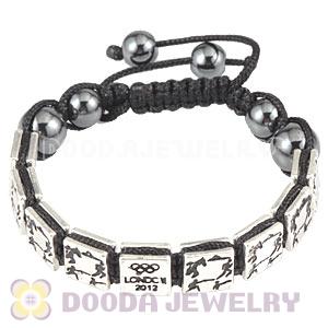 Handmade London 2012 Olympics Modern Pentathlon Square Alloy Bracelets With Hematite