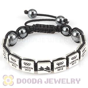 Handmade London 2012 Olympics Rowing Square Alloy Bracelets With Hematite