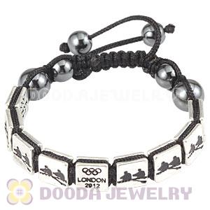 Handmade London 2012 Olympics Rowing Square Alloy Bracelets With Hematite