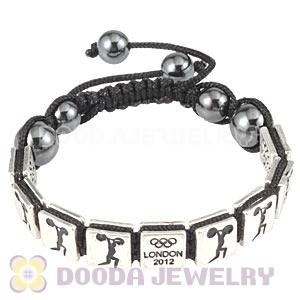 Handmade London 2012 Olympics Weightlifting Square Alloy Bracelets With Hematite