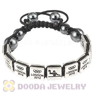 Handmade London 2012 Olympics Water Polo Square Alloy Bracelets With Hematite