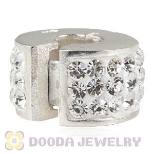  925 Sterling Silver Clip Charm Beads With Austrian Crystal 