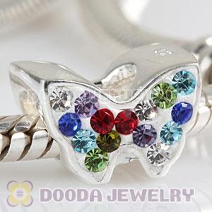925 Sterling Silver Butterfly Charm Beads With Austrian Crystal Wholesale