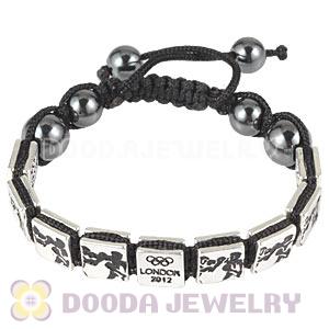 Handmade London 2012 Olympics Boxing Square Alloy Bracelets With Hematite