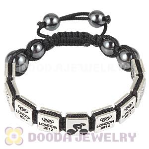 Handmade London 2012 Olympics Cycling Track Square Alloy Bracelets With Hematite