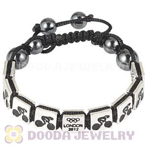 Handmade London 2012 Olympics Cycling Track Square Alloy Bracelets With Hematite