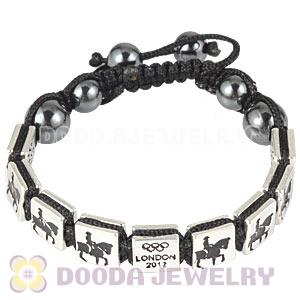 Handmade London 2012 Olympics Equestrian Dressage Square Alloy Bracelets With Hematite