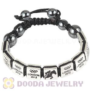 Handmade London 2012 Olympics Equestrian Jumping Square Alloy Bracelets With Hematite