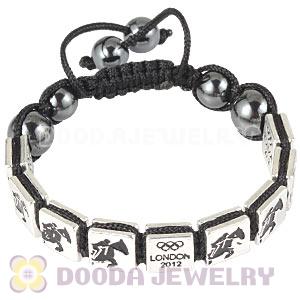 Handmade London 2012 Olympics Equestrian Jumping Square Alloy Bracelets With Hematite