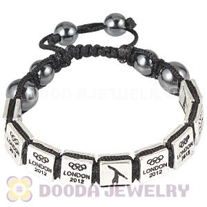 Handmade London 2012 Olympics Gymnastics Artistic Square Alloy Bracelets With Hematite