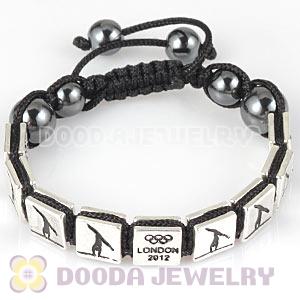 Handmade London 2012 Olympics Gymnastics Artistic Square Alloy Bracelets With Hematite
