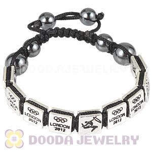 Handmade London 2012 Olympics Gymnastics Rhythmic Square Alloy Bracelets With Hematite