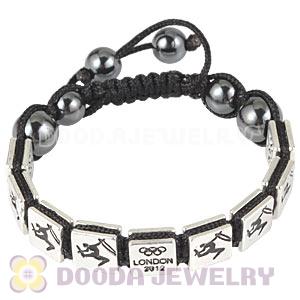 Handmade London 2012 Olympics Gymnastics Rhythmic Square Alloy Bracelets With Hematite