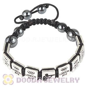 Handmade London 2012 Olympics Shooting Square Alloy Bracelets With Hematite
