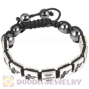 Handmade London 2012 Olympics Shooting Square Alloy Bracelets With Hematite