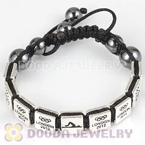Handmade London 2012 Olympics Swimming Square Alloy Bracelets With Hematite