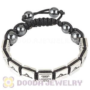 Handmade London 2012 Olympics Swimming Square Alloy Bracelets With Hematite