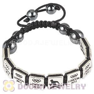 Handmade London 2012 Olympics Table Tennis Square Alloy Bracelets With Hematite
