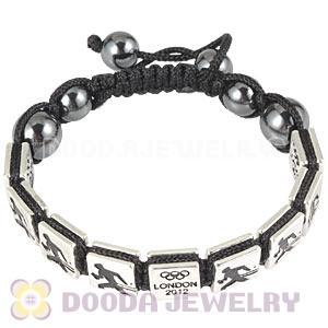 Handmade London 2012 Olympics Table Tennis Square Alloy Bracelets With Hematite