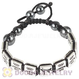 Handmade London 2012 Olympics Taekwondo Square Alloy Bracelets With Hematite