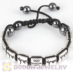 Handmade London 2012 Olympics Taekwondo Square Alloy Bracelets With Hematite
