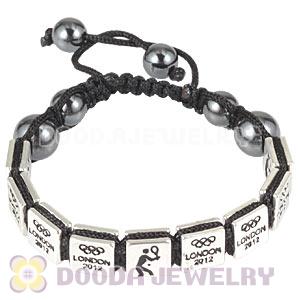 Handmade London 2012 Olympics Tennis Square Alloy Bracelets With Hematite