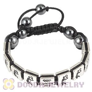 Handmade London 2012 Olympics Tennis Square Alloy Bracelets With Hematite